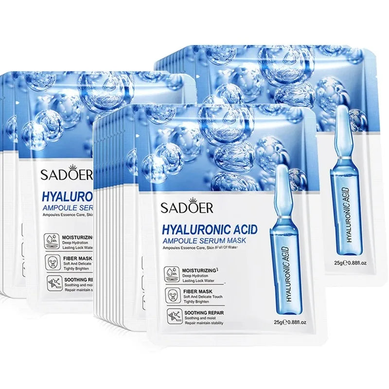Revitalize Your Skin: 10-Piece 24K Gold Vitamin C & Hyaluronic Acid Facial Mask Set for Ultimate Hydration and Firmness