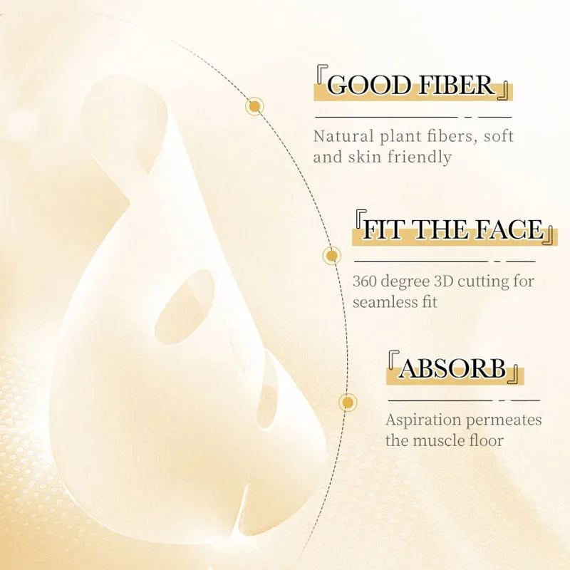 Revitalize Your Skin: 10-Piece 24K Gold Vitamin C & Hyaluronic Acid Facial Mask Set for Ultimate Hydration and Firmness